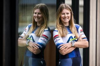 AG Insurance Soudal QuickStep Lotta Henttala poses for the photographer during the presentation of the 2023 roster of the AG Insurance Soudal QuickStep womens cycling team in Brussels on February 23 2023 Photo by Tom Goyvaerts Belga AFP Belgium OUT Photo by TOM GOYVAERTSBelgaAFP via Getty Images