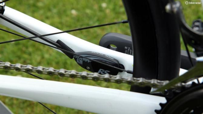 Carbon frames have pockets in the chain stay for Giant's Ride Sense wireless speed and cadence sensor