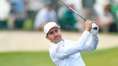 Camilo Villegas hits a drive during the 2024 Masters