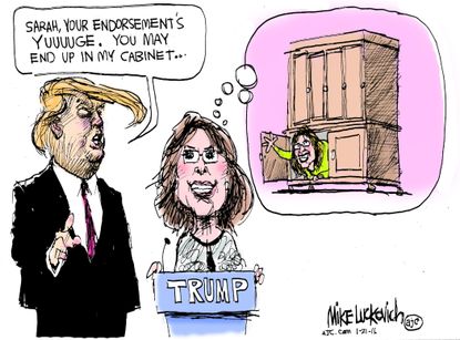Political cartoon U.S. Trump Palin cabinet