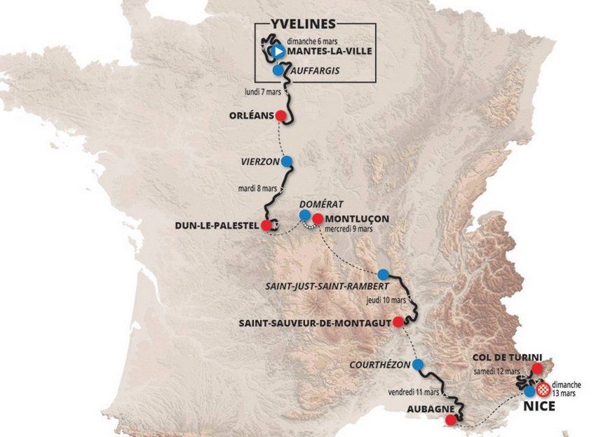 The map of the 2022 Paris-Nice