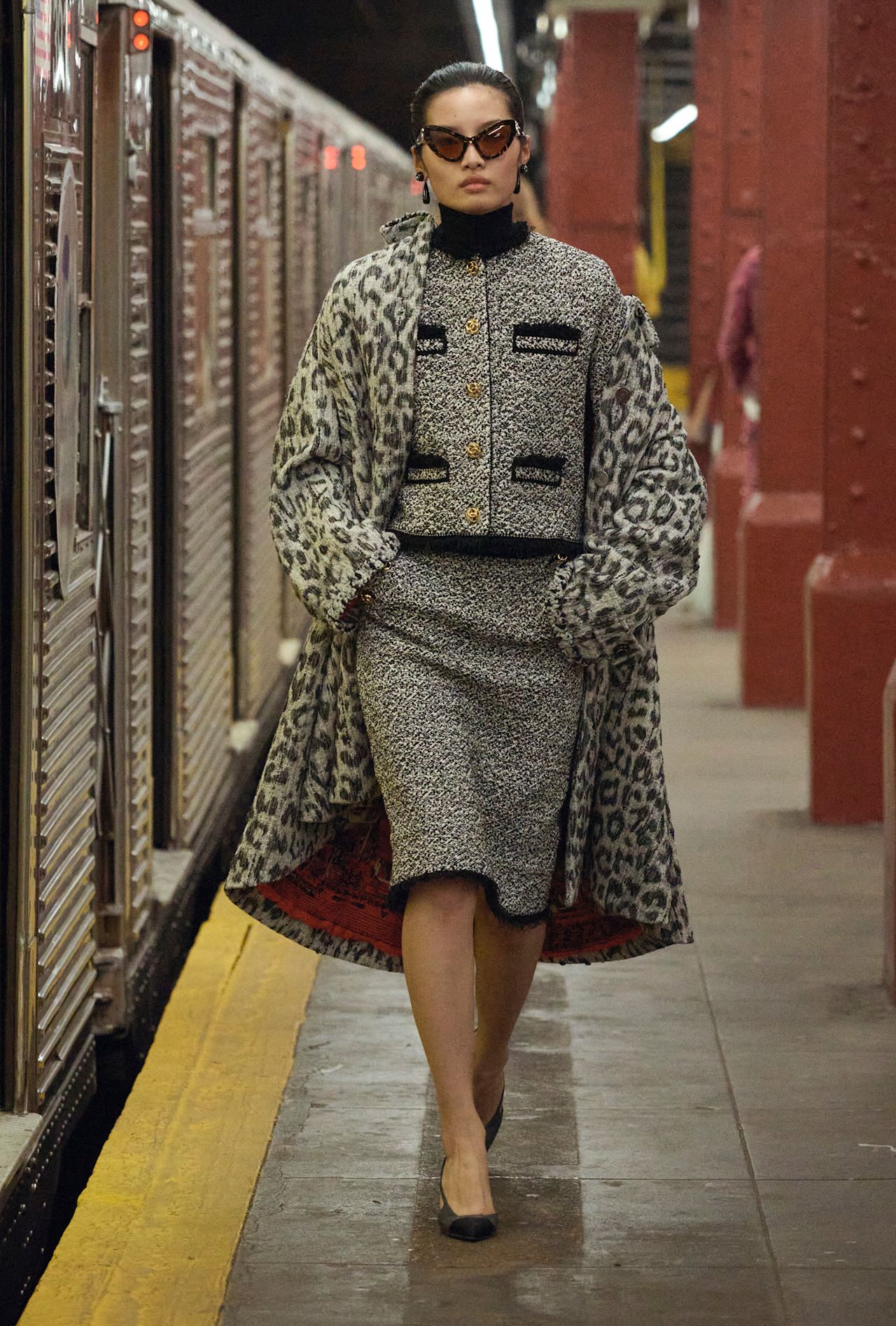 models walk the subway runway for the chanel metiers d'art 2026 show in new york city