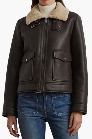 Faux Leather & Faux Shearling Bomber Jacket