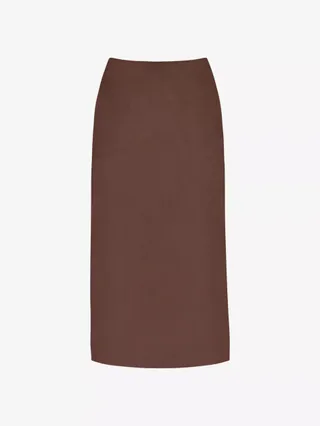 Bias-Cut Midi-Length Woven Skirt