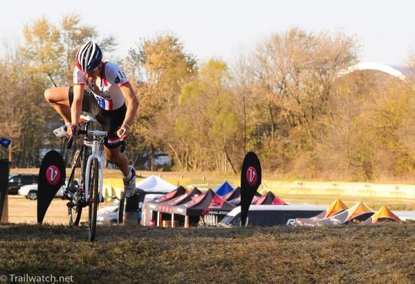 Jeremy Powers (Rapha Focus) with the race lead on the last lap