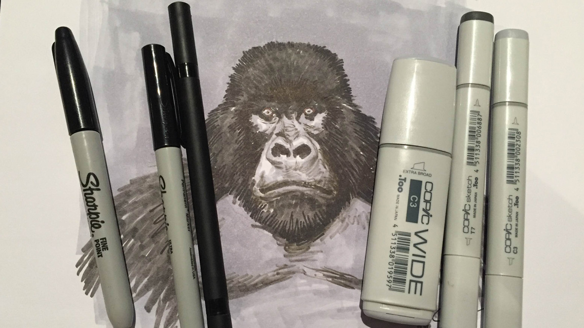 some markers with a picture of a gorilla