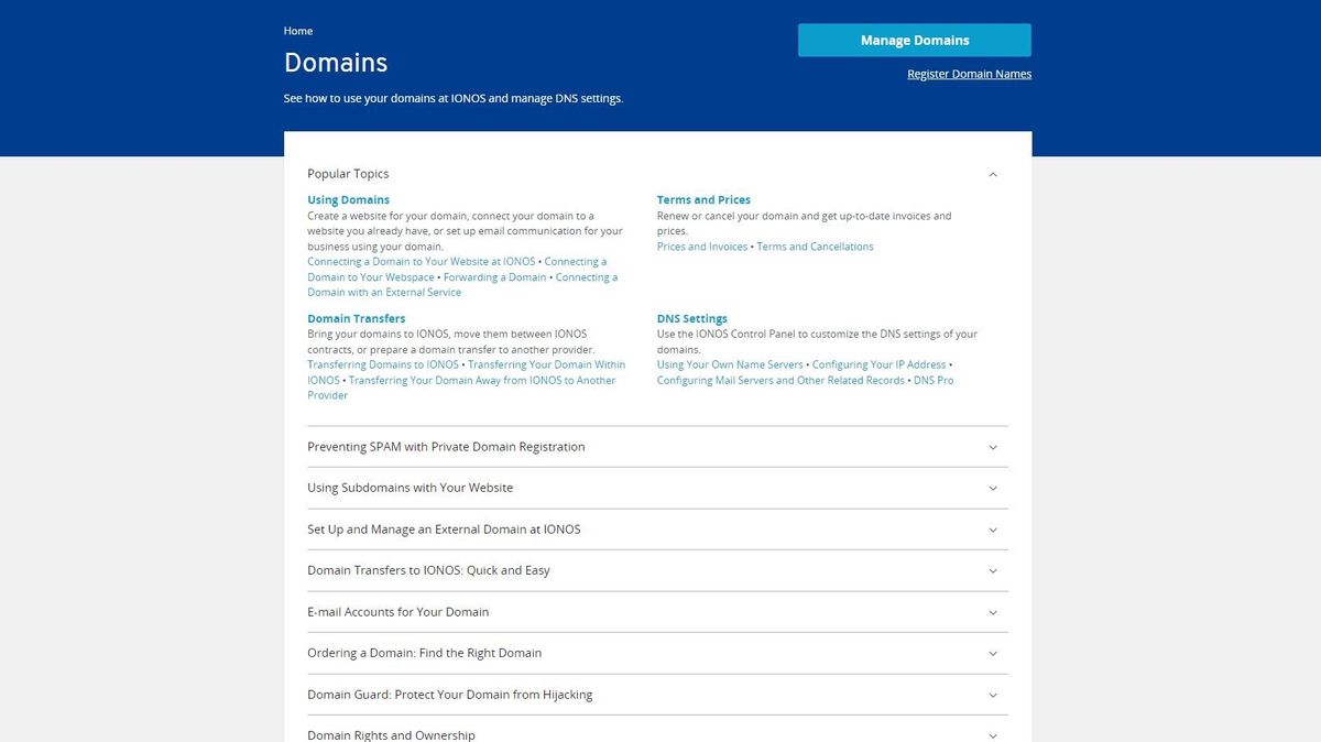 ionos domain registration