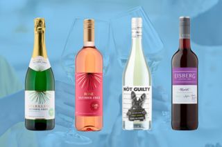 A collage of the best non alcoholic wines