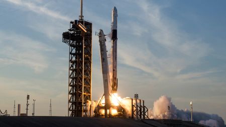A SpaceX Falcon 9 rocket carrying the company&rsquo;s Dragon spacecraft launches NASA&rsquo;s SpaceX Crew-10 mission to the International Space Station on March 14, 2025.