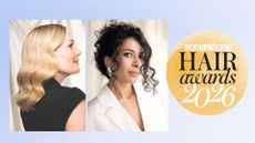 An image of a woman with blonde, glossy hair and another woman with bouncy curls, to illustrate the hair awards 2026