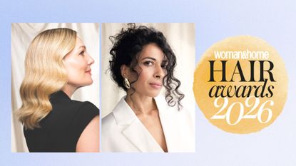 An image of a woman with blonde, glossy hair and another woman with bouncy curls, to illustrate the hair awards 2026