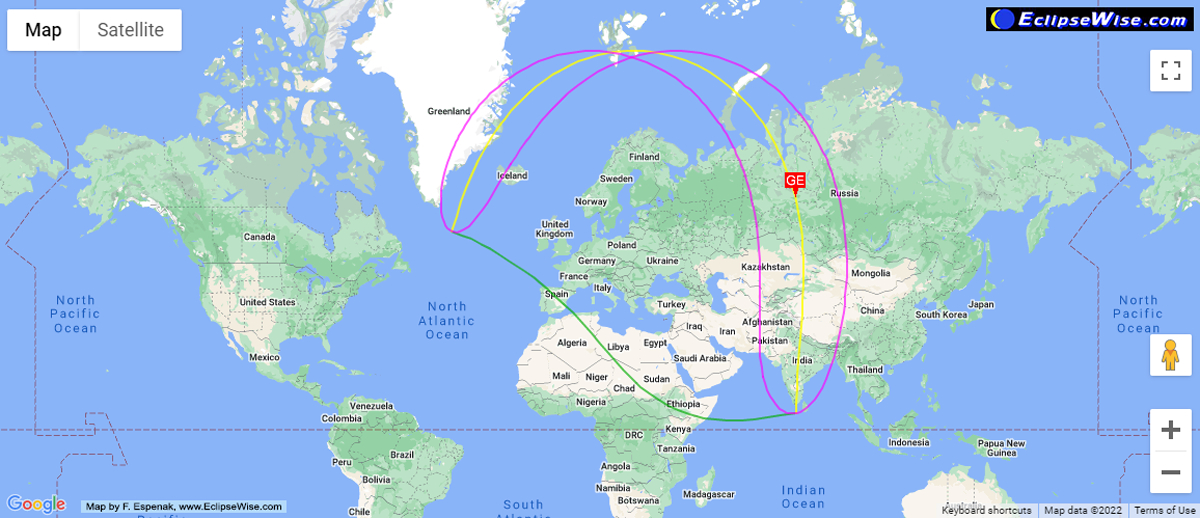 map of the october 2022 partial solar eclipse visibility