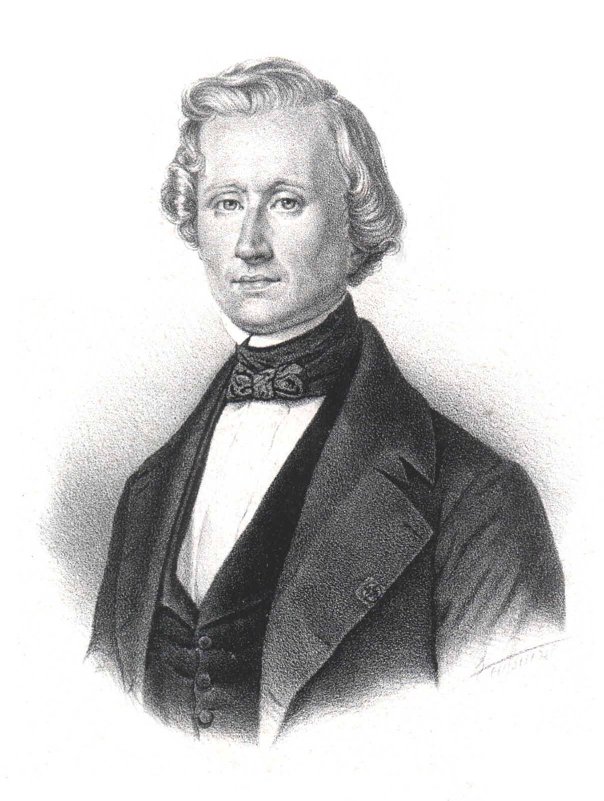 Portrait of Urbain Jean Joseph Le Verrier. Lithograph by Auguste Bry, 19th C., published by Rosselin.