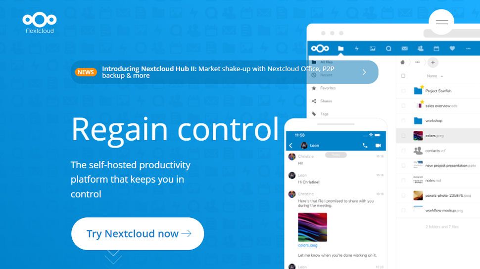 Website screenshot for Nextcloud