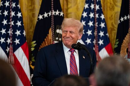 President Donald Trump during a signing ceremony for the GENIUS Act in the East Room of the White House in Washington, DC, US, on Friday, July 18, 2025.