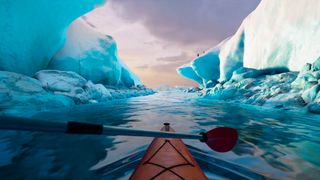 The best PSVR 2 games; a canoe on an artic water with icebergs