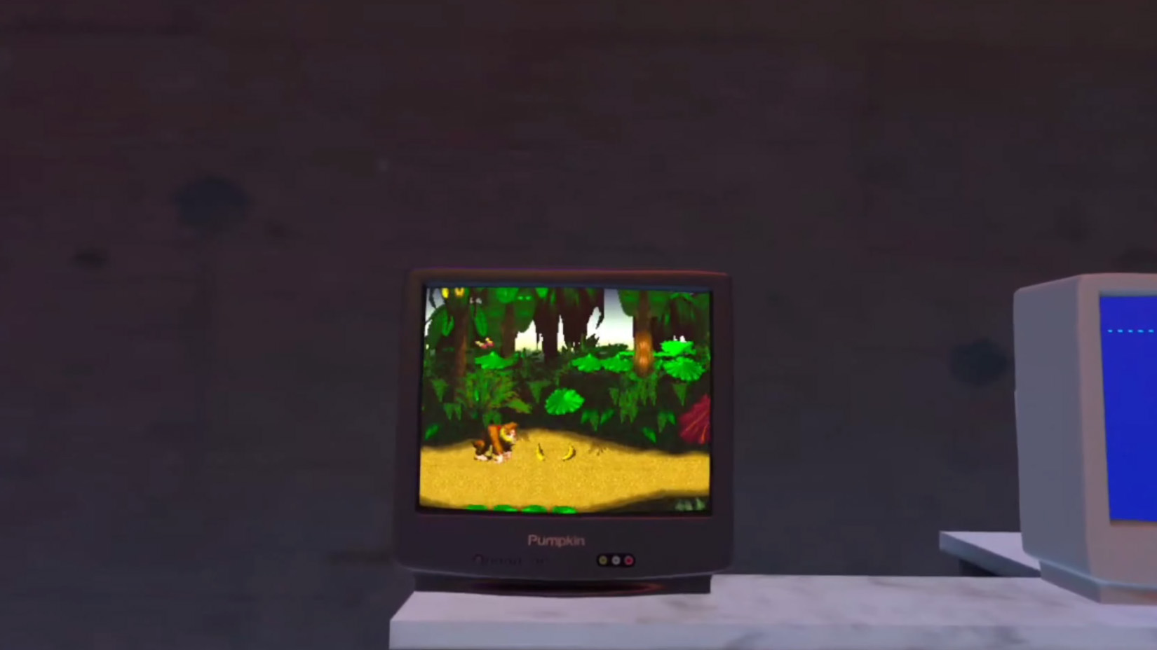 Playing Donkey Kong Country on a small CRT TV in Arcade Ranger on a Meta Quest 3