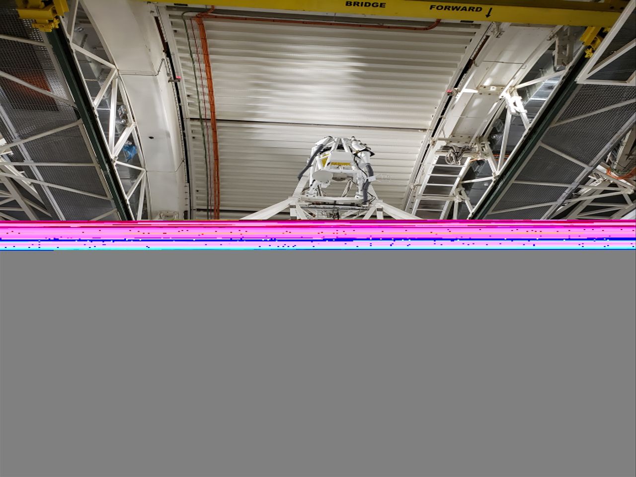 A look at the cleanroom laboratory through a glass window.