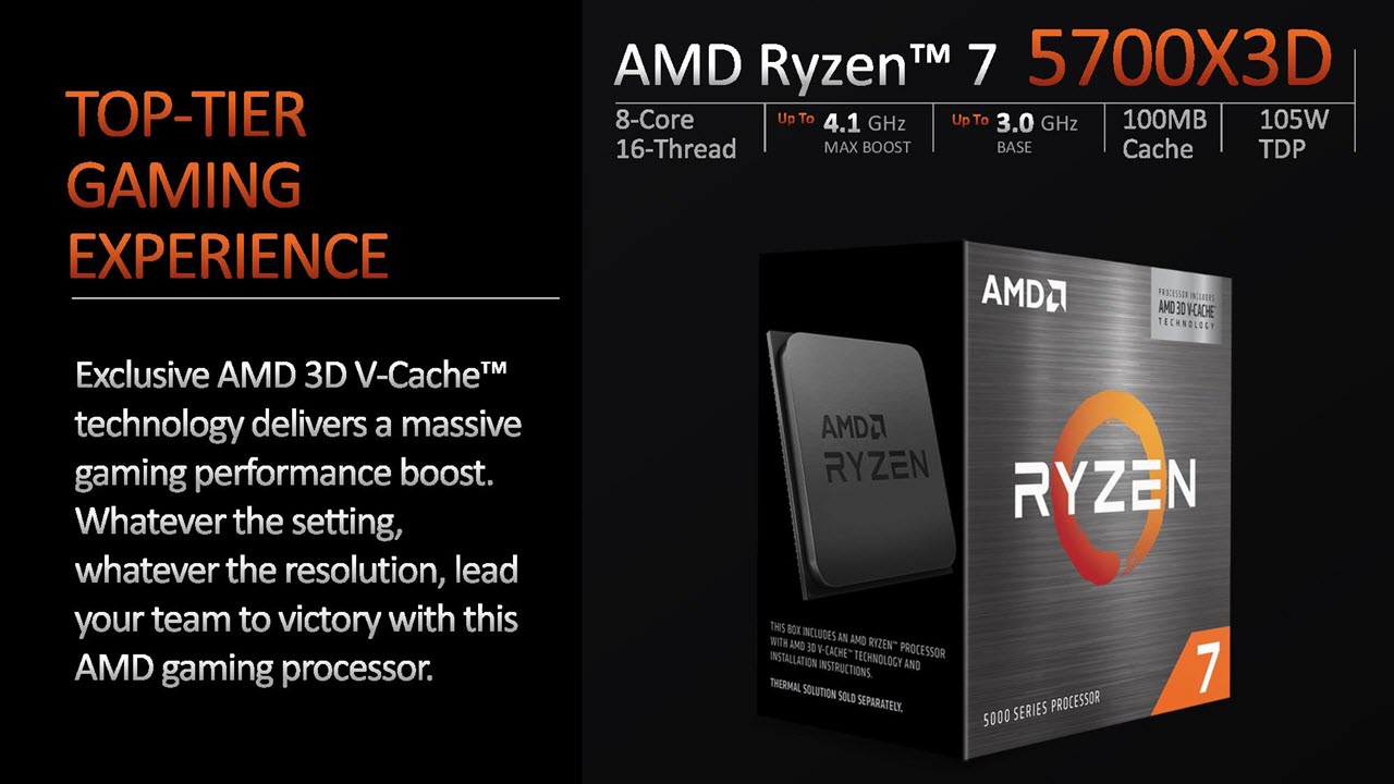 AMD RyzenTM 7 5700X 8-Core, 16-Thread Gaming Desktop CPU Processor, AM4  Socket, Without Integrated Graphics, Without Heat Sink Fan, For Desktop