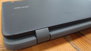 A photo of a laptop hinges