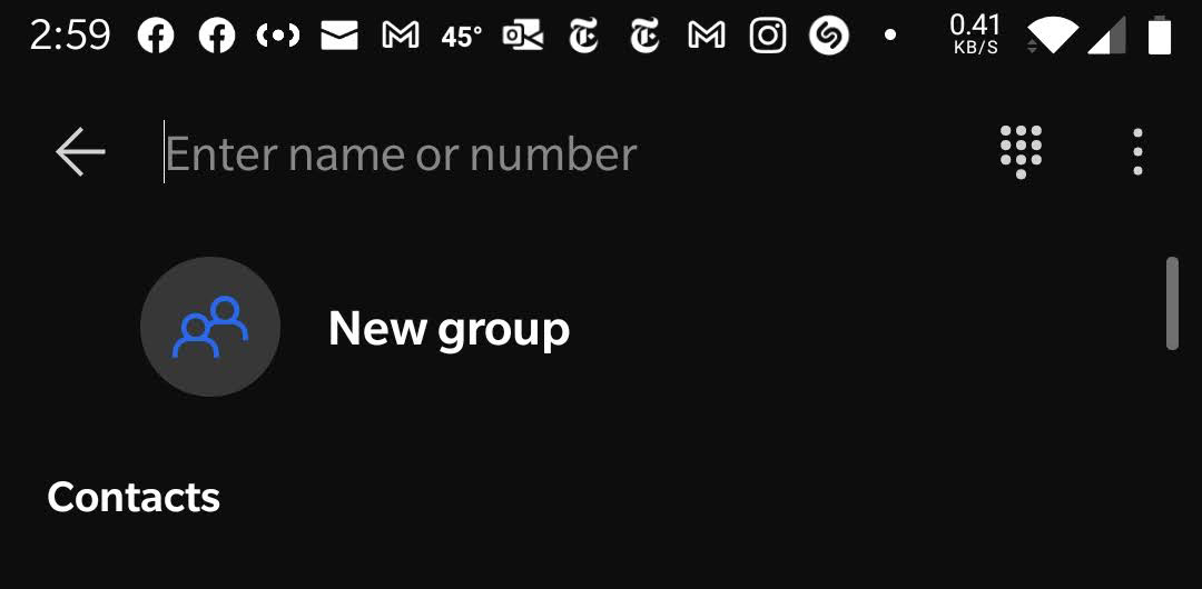 Скриншот кнопки создания группы в приложении Signal для Android.