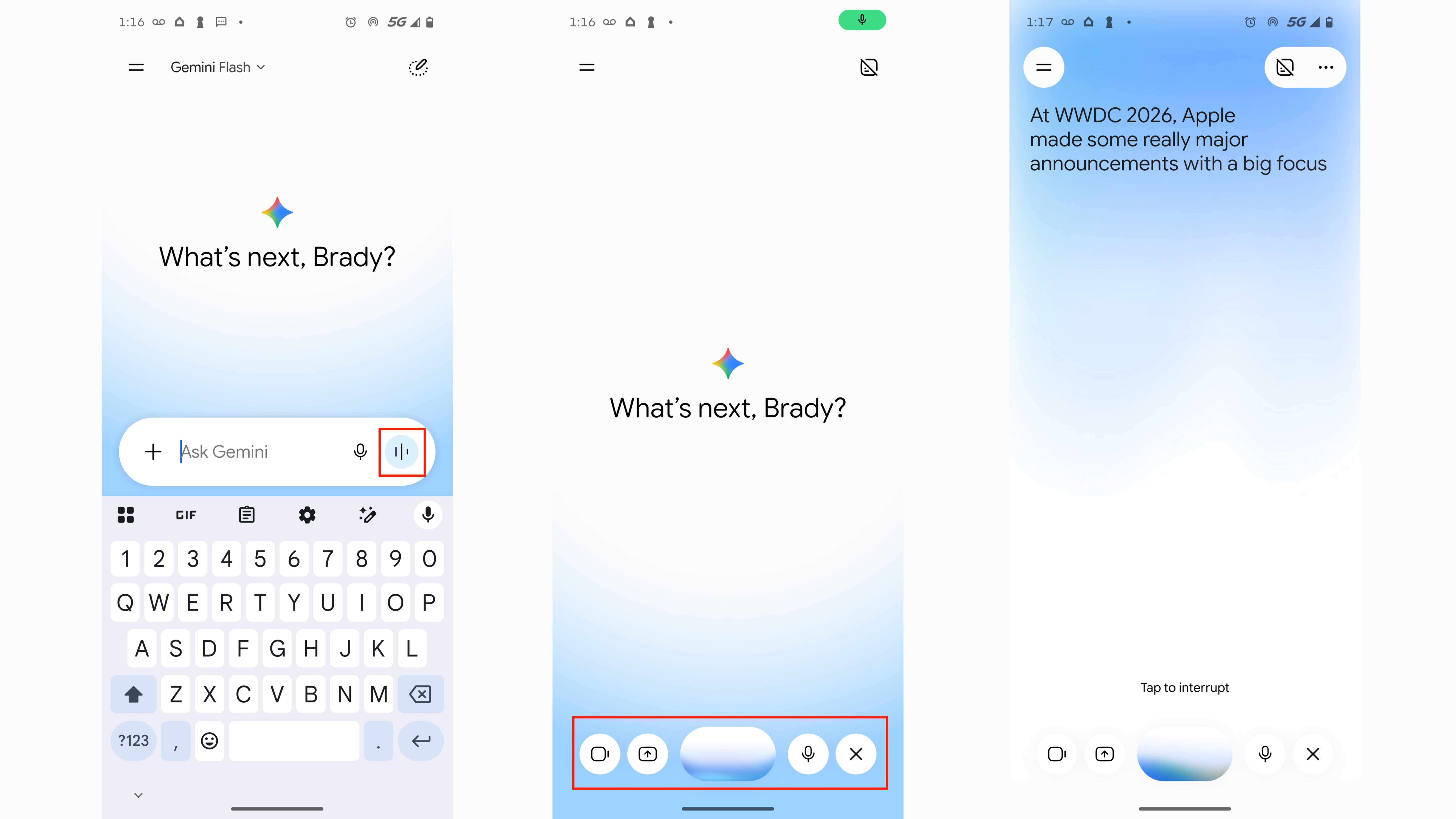 Gemini Live's new Neural Expressive design language and user interface.