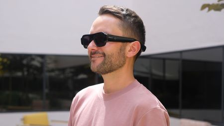 A photo of a person wearing Snap Specs.