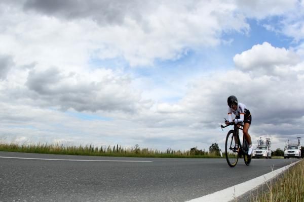 Elke Gebhardt (Germany) during the time trial at the Thuringen Rundfahrt.