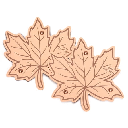 2 Pieces 99.99% Pure Copper Bird Bath Purification Disk, Maple Leaf Design, 0.6mm Thick, Triple-Point Support Water Cleaner for All-Season Outdoor Birdbath and Bowl