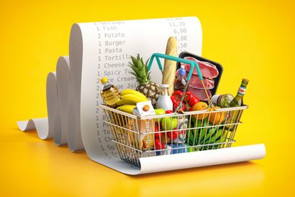 Image of a grocery basket on a receipt. 