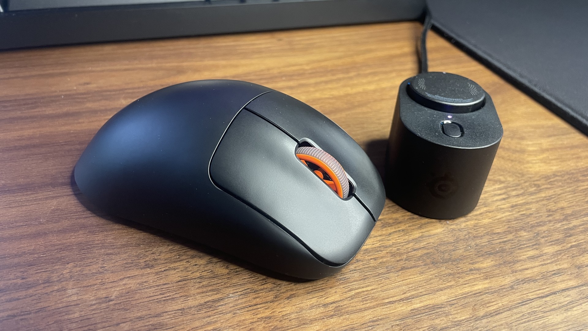 A Steelseries Rival Pro gaming mouse.