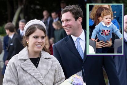 Princess Eugenie and Jack Brooksbank at Christmas and drop in image of Baby August from Platinum Jubilee