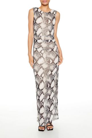 Sleeveless Snake Print Maxi Dress