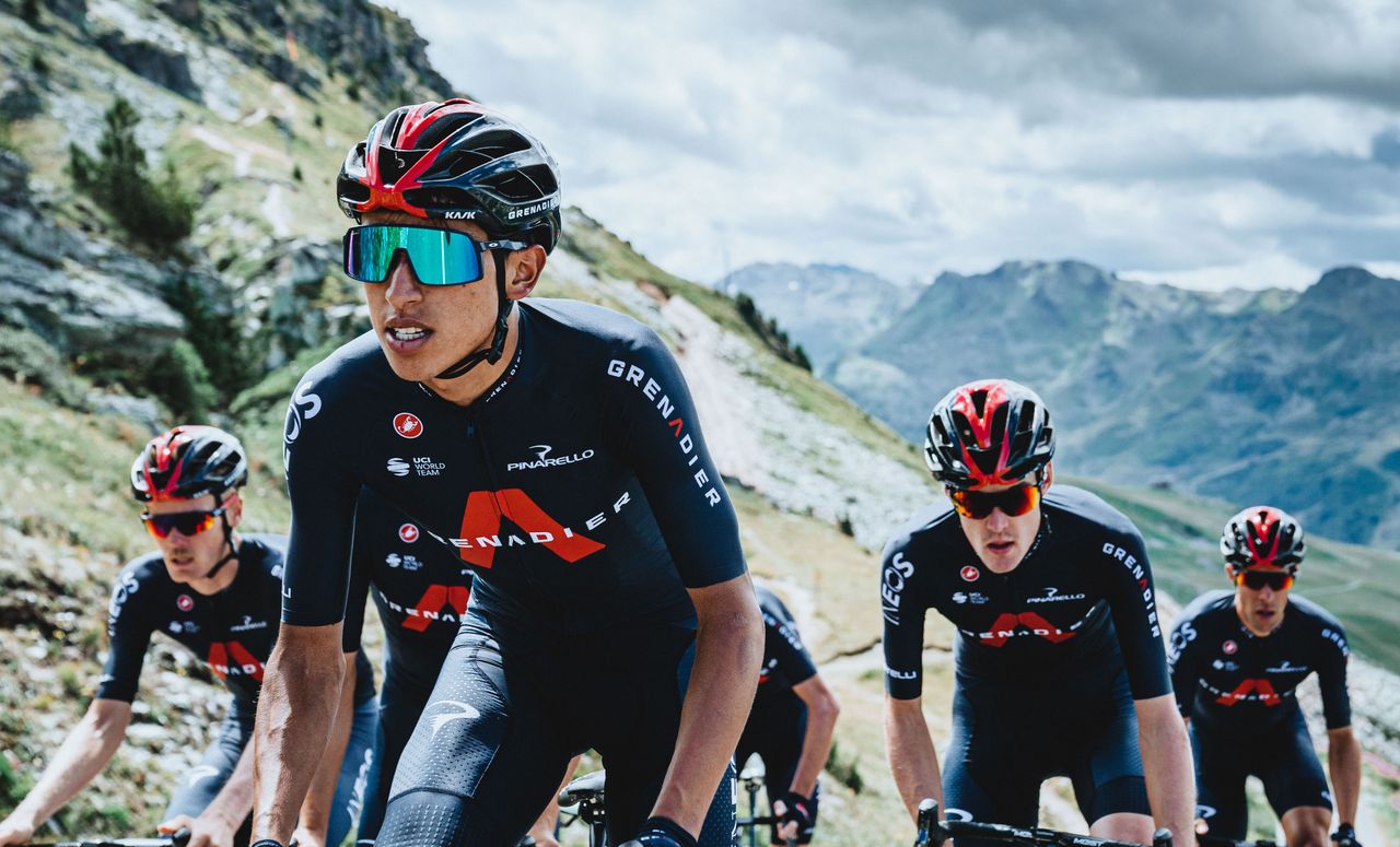 Egan Bernal with his Ineos Grenadier teammates