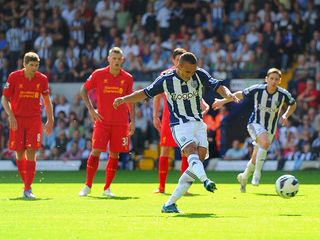 peter odemwingie taking a penalty for west brom