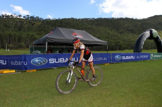 Jenni King at the finish