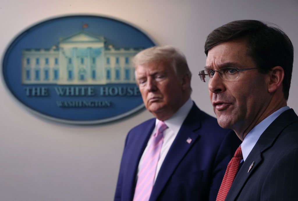 Mark Esper and Donald Trump.