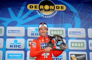 Fabian Cancellara poses with his first De Ronde trophy
