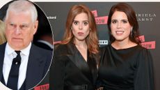 A comp image showing Prince Andrew and Princesses Beatrice and Eugenie 