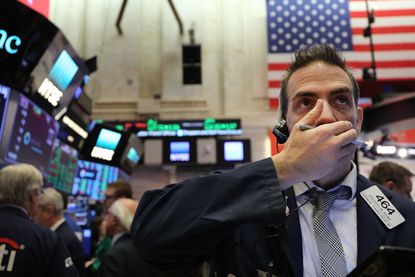 Stock market trader on Wall Street.