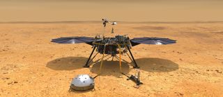 An artist's depiction of the Mars InSight lander on Elysium Planitia, where it will land on Nov. 26.