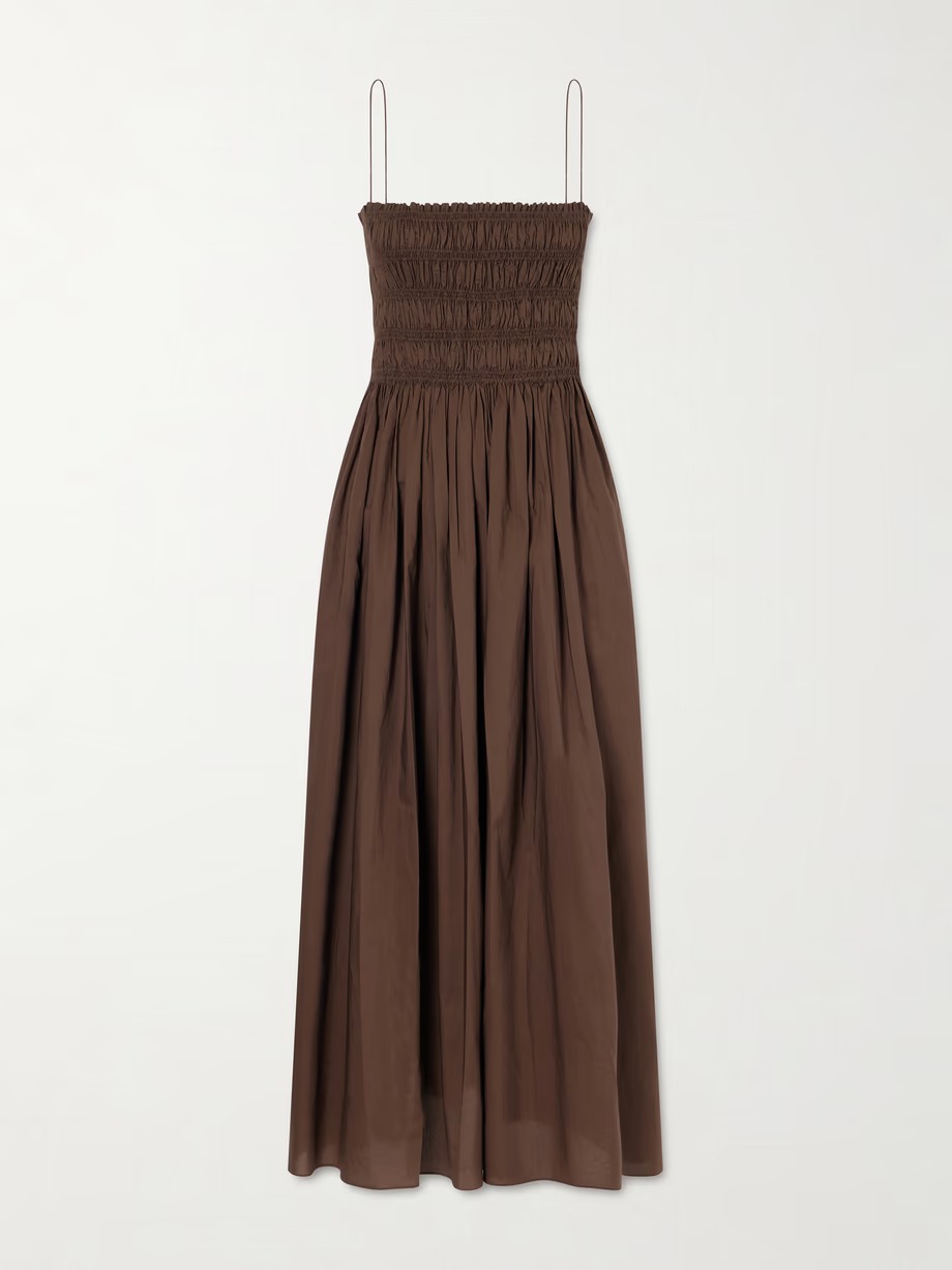 Matteau, Shirred Organic Cotton Midi Dress