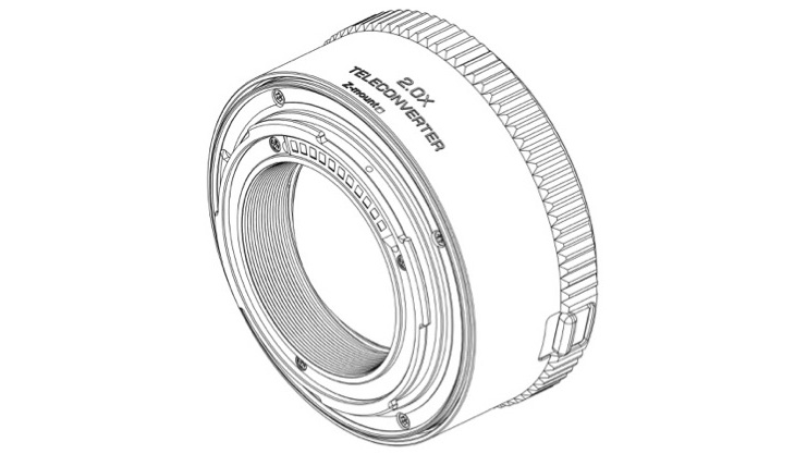 Pencil drawing of what appears to be Viltrox 2.0x teleconverter with 'Z-Mount' on the barrel 