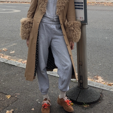 Fashion person Lou Northcote wears the best brown trainers. 