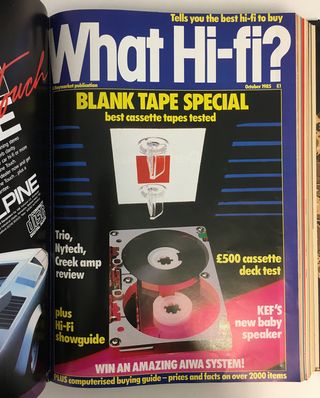 The cover for the October 1985 issue of What Hi-Fi? put a spotlight on blank tapes and cassette decks