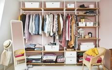 a wardrobe system with clothes and accessories put in order using the 15 minute declutter