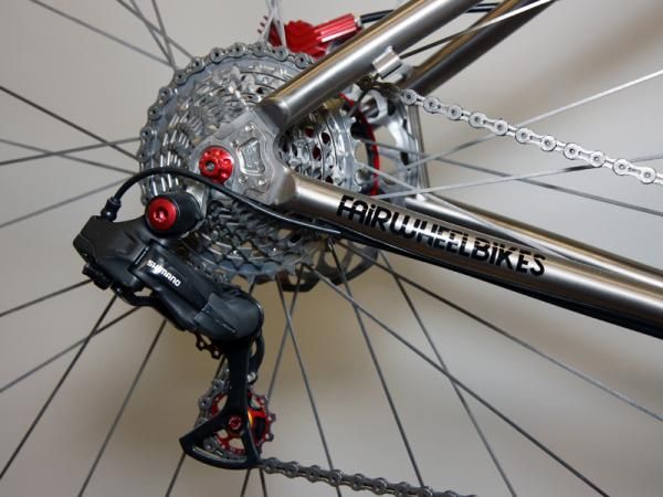 Just the right amount of red offsets the othewise endless sea of grey on Fairwheel Bikes' Titus 29er.