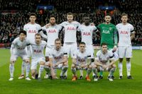 Tottenham Hotspur back row (L-R) Dele Alli, Mousa Dembele, Eric Dier, Davinson Sanchez, Hugo Lloris, Jan Vertonghen; front row (L-R) Son Heung-min, Christian Eriksen, Harry Kane, Kieran Trippier, Ben Davies during the Champions League match against Juventus at the Wembley Stadium on March 7, 2018 in London United Kingdom