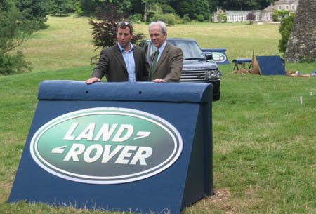 Peter Phillips and Ian Stark at the new Land Rover fences at Gatcombe