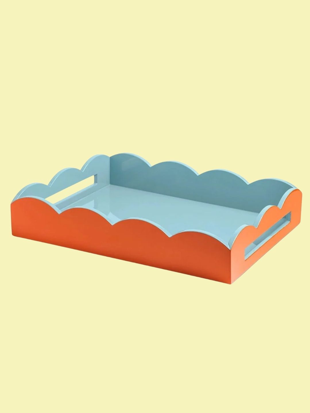 Addison Ross Ltd UK, Orange &amp;amp; Chambray Lacquered Scallop Medium Two-Tone Tray